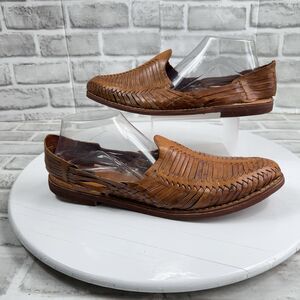 Mexican Huarache Men's Size 11/11.5 Brown Tan Leather Handmade Woven Sandals